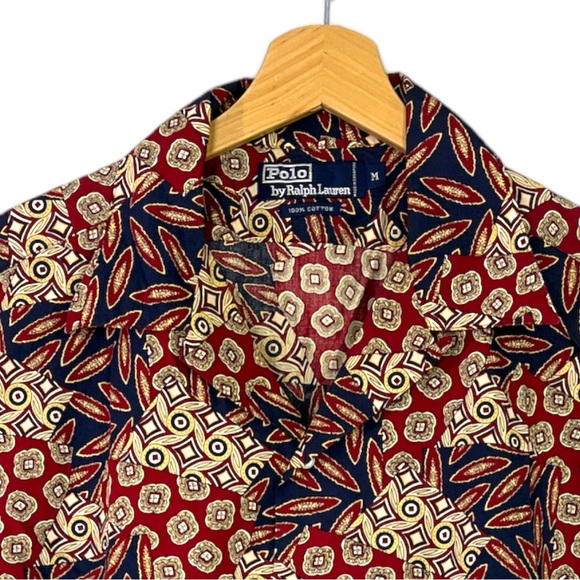 Polo by Ralph Lauren Vintage Mens Short Sleeve Button Down Printed Shirt Size M - Picture 2 of 3
